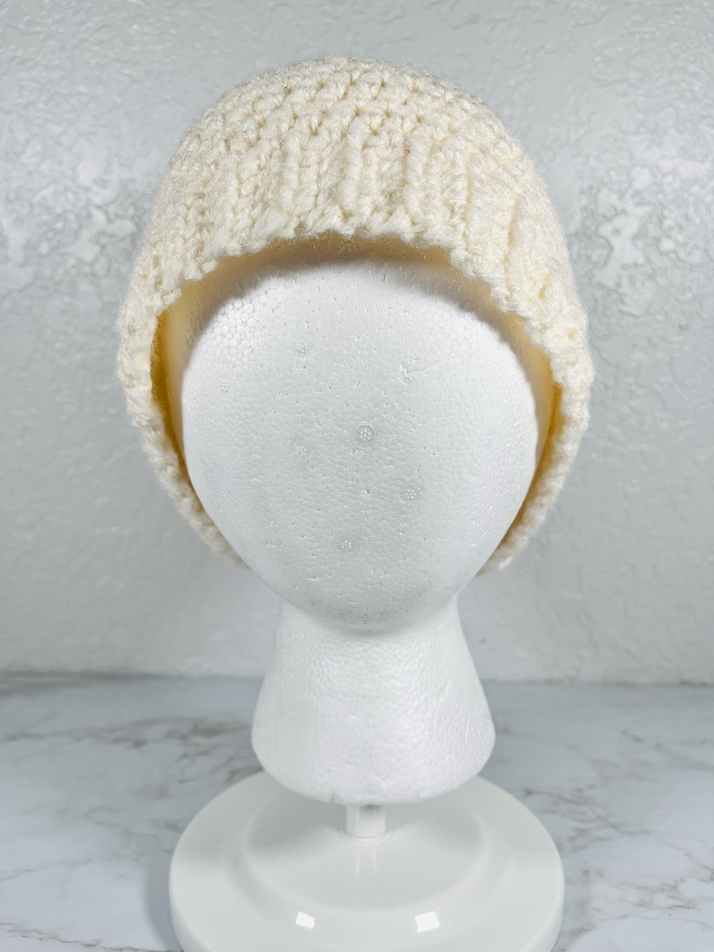 Cream Crochet Beanie